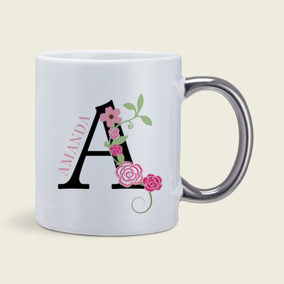Floral Initial Alphabet Mug