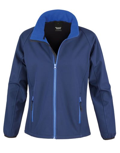 Ladies Printable Soft Shell Jacket In Navy Royal