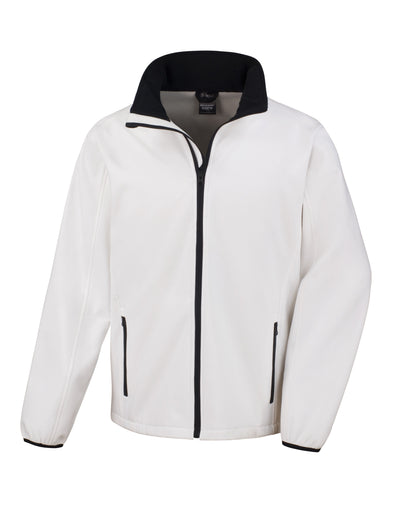 Men's Printable Soft Shell Jacket in White / Black