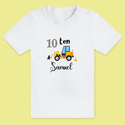 KID'S BIRTHDAY DIGIT T-SHIRT WITH VEHICLE TRACTOR