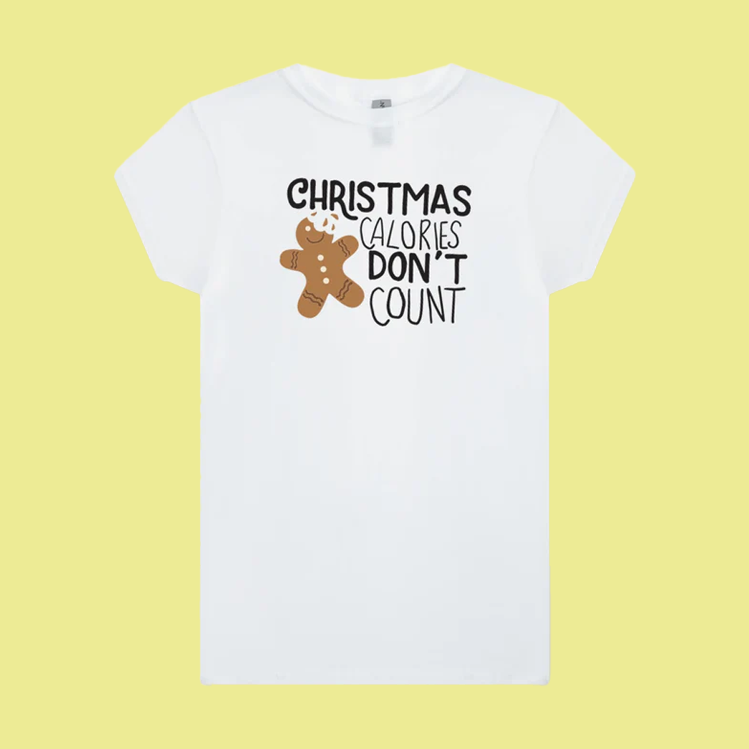 UNISEX CHRISTMAS CALORIES DON'T COUNT GINGERBREAD T-SHIRT