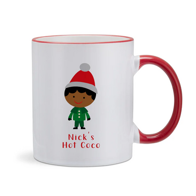 HOT COCO CHRISTMAS COLOURED RIM & HANDLE MUGS