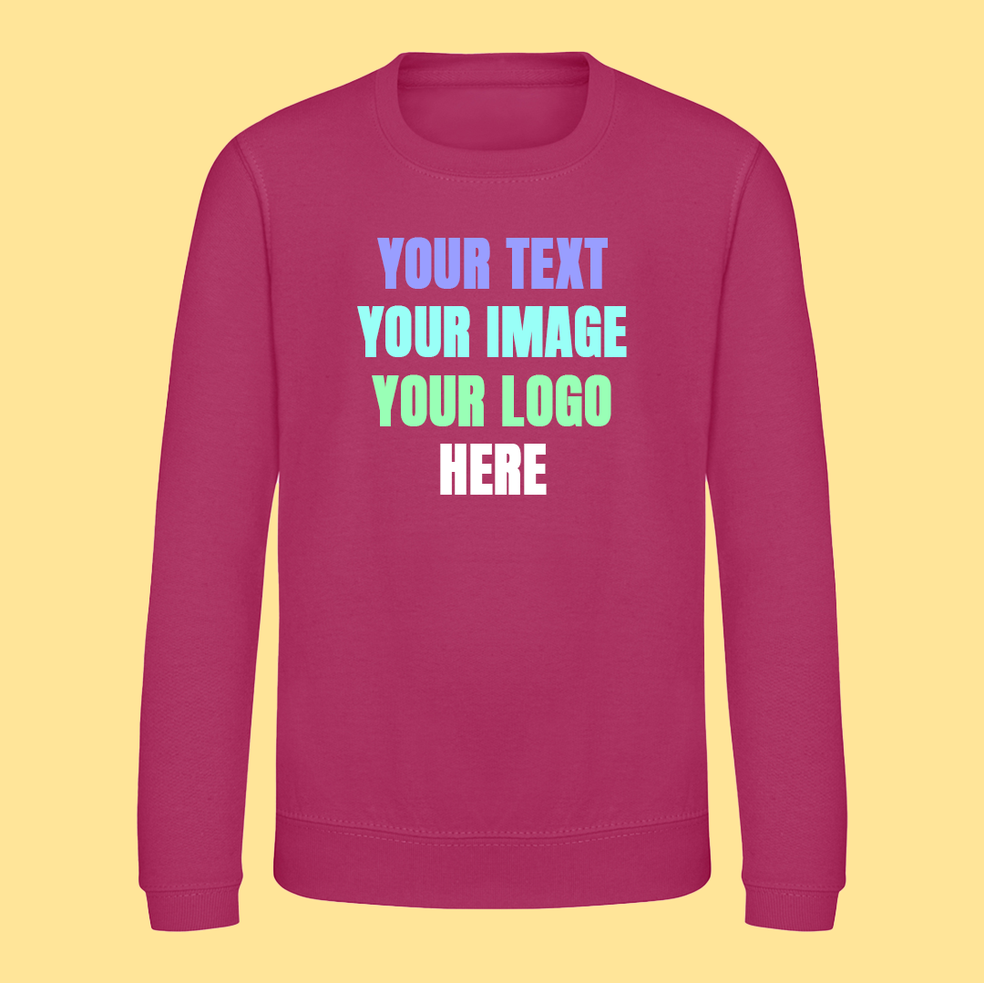 CUSTOM KIDS COLOURED SWEATSHIRT - ADD IMAGE OR TEXT