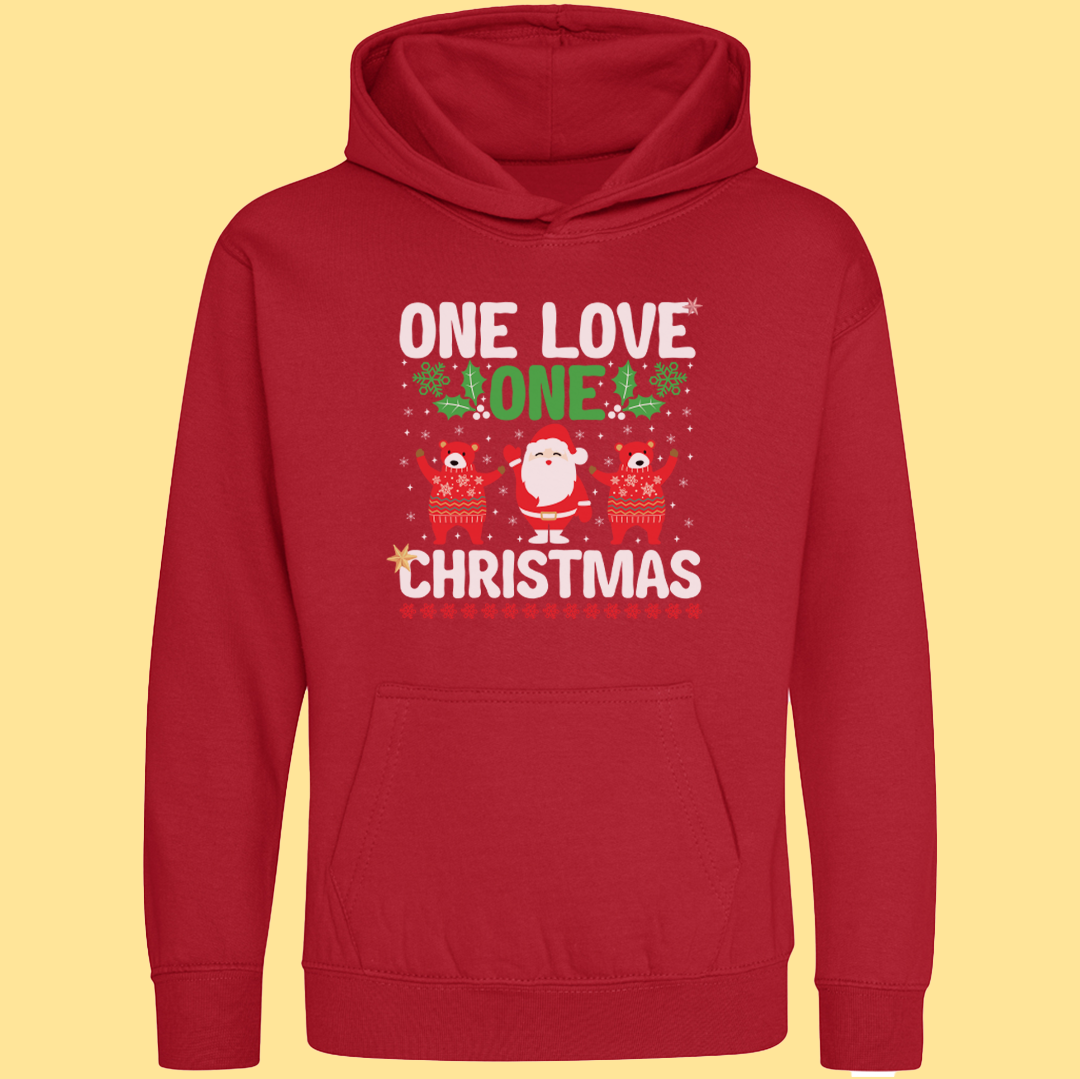 ONE LOVE ONE CHRISTMAS KIDS COLOURED HOODIES