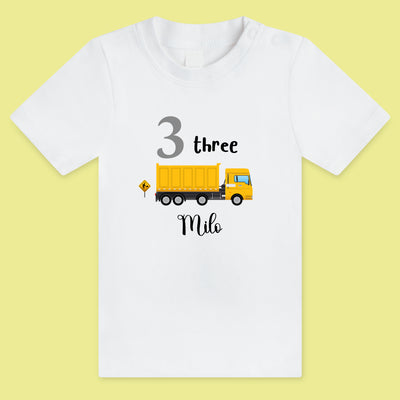KID'S BIRTHDAY DIGIT T-SHIRT WITH VEHICLE STYLE 3