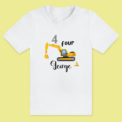 KID'S BIRTHDAY DIGIT T-SHIRT WITH VEHICLE STYLE 4