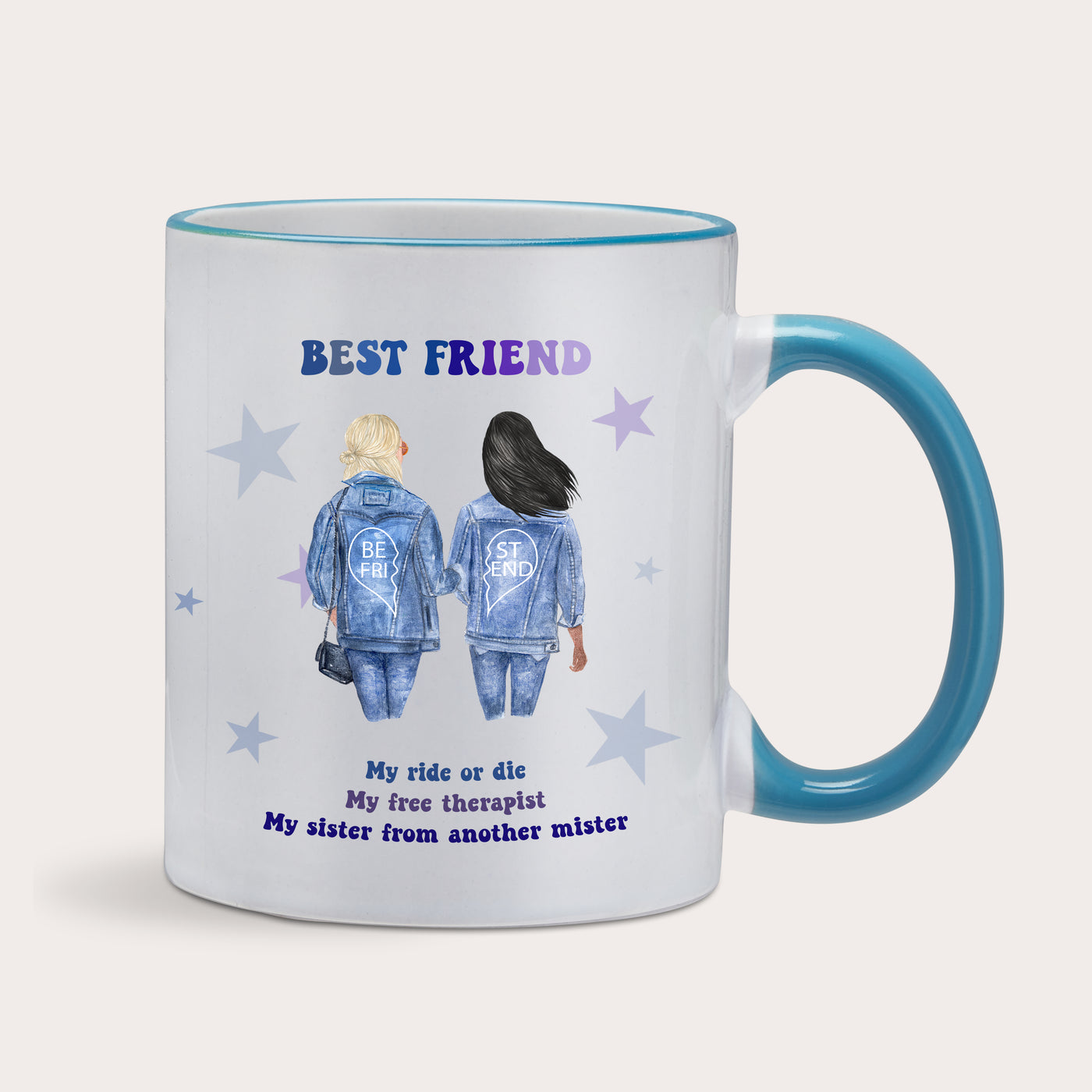 Best Friend Coloured Rim Handle Mug