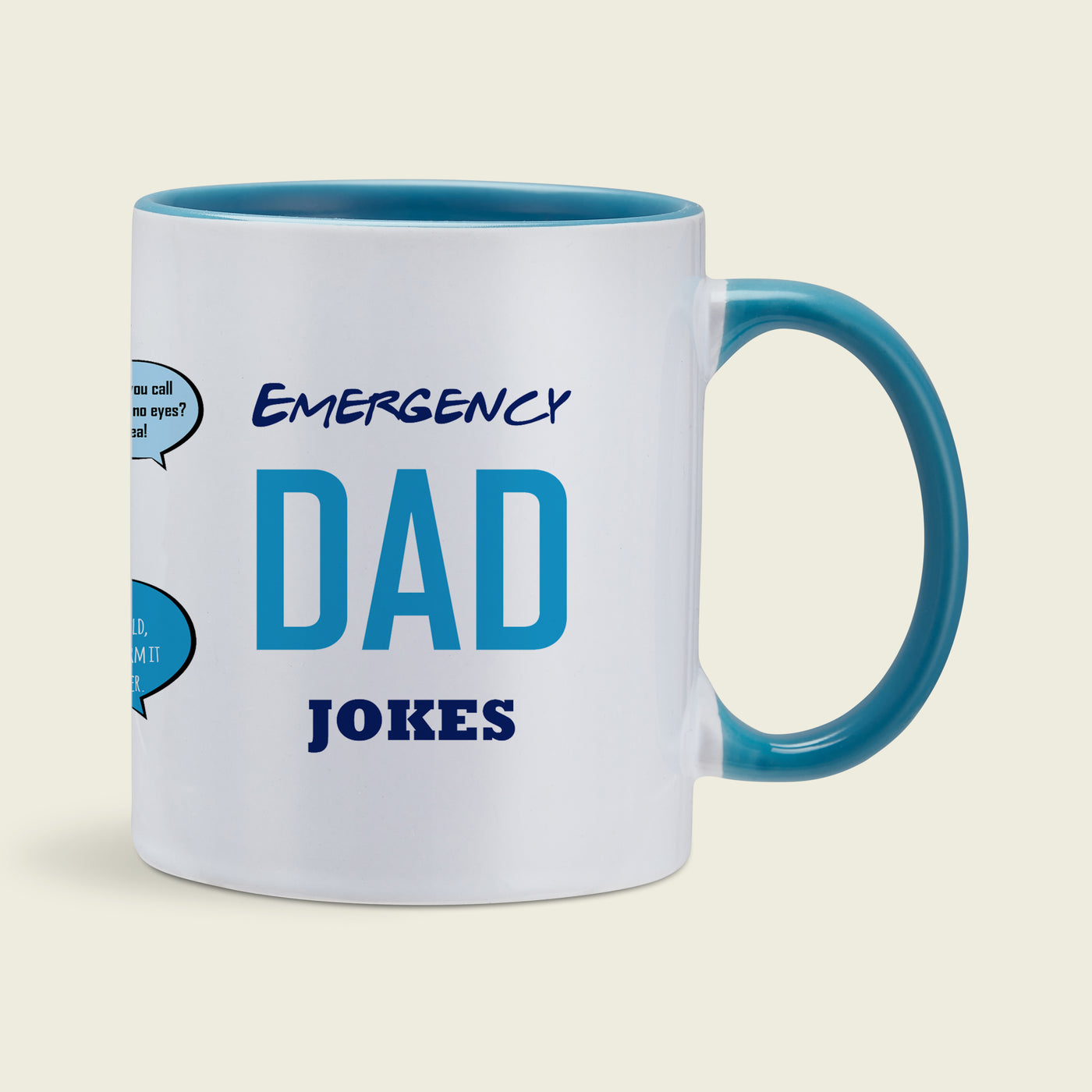 EMERGENCY DAD JOKES Light Blue Mug