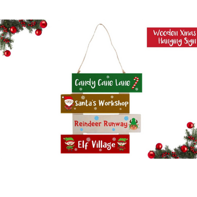 CHRISTMAS WOODEN HANGING SIGN