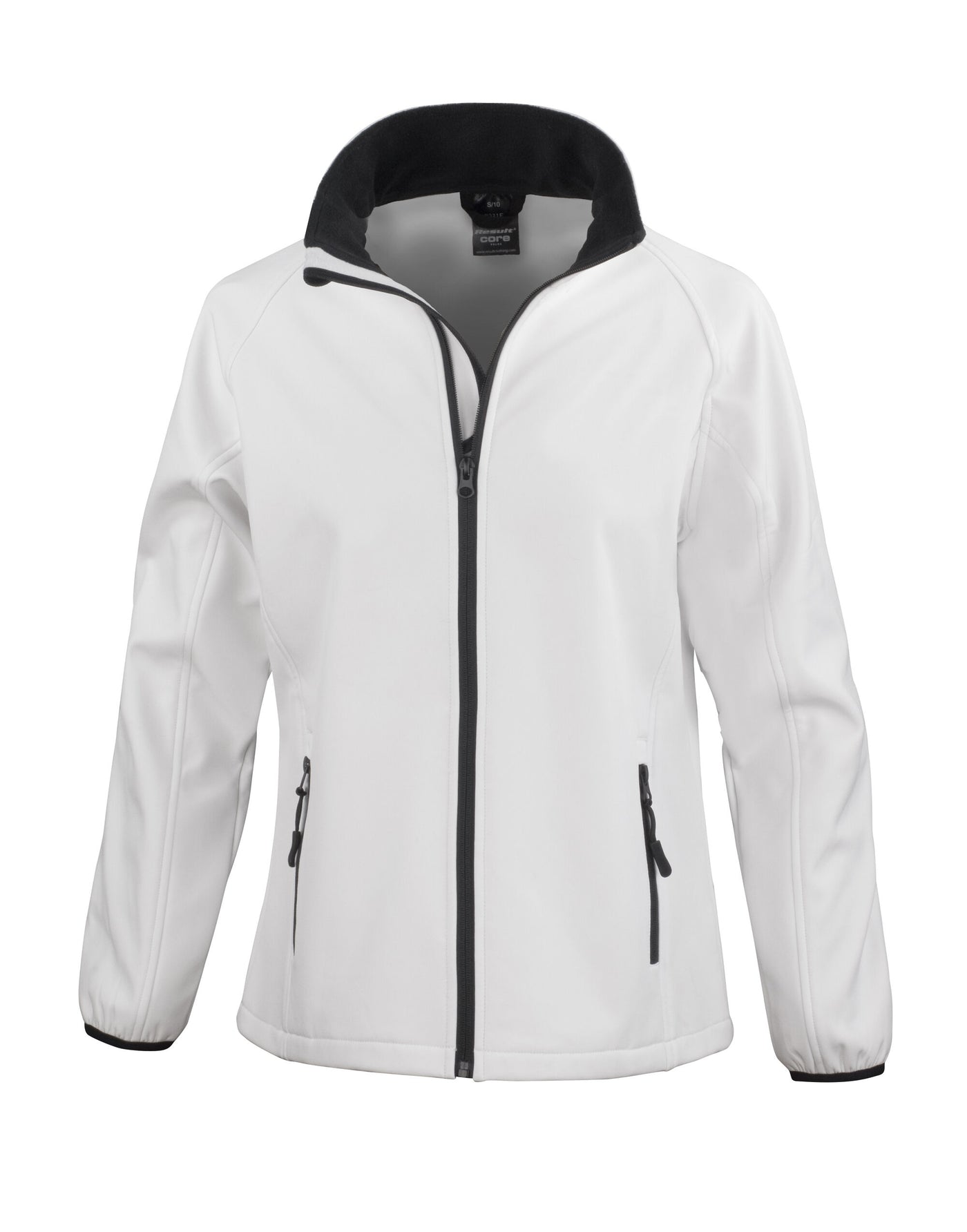 Ladies Printable Soft Shell Jacket In White Black