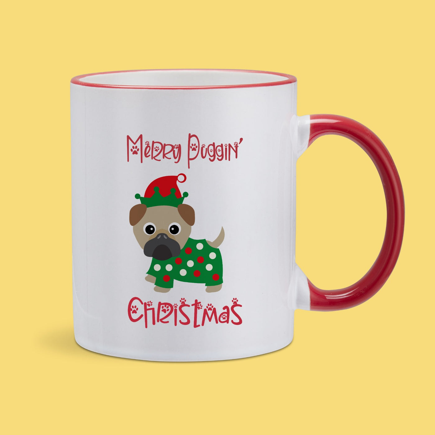 Merry Puggin' Christmas Red Mug Style 1