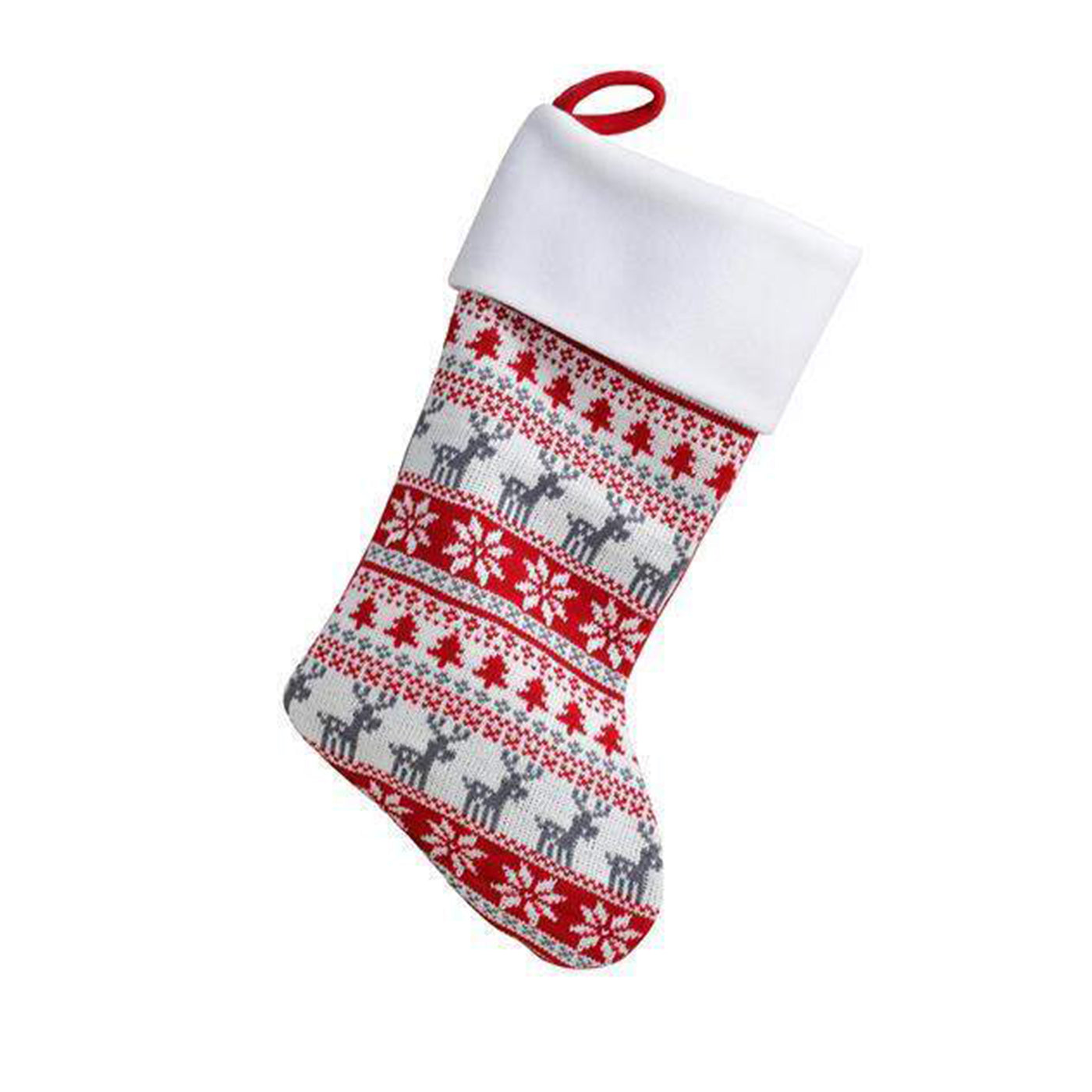 Red Grey Nordic Christmas Stocking Gift