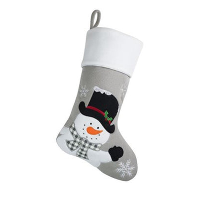 Grey Snowman Christmas Stocking Gift