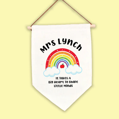 Teacher's Name Rainbow Linen Flag