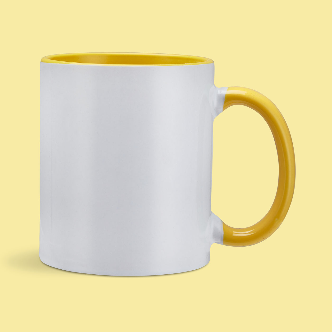 Yellow Coloured Inner Handle Mug